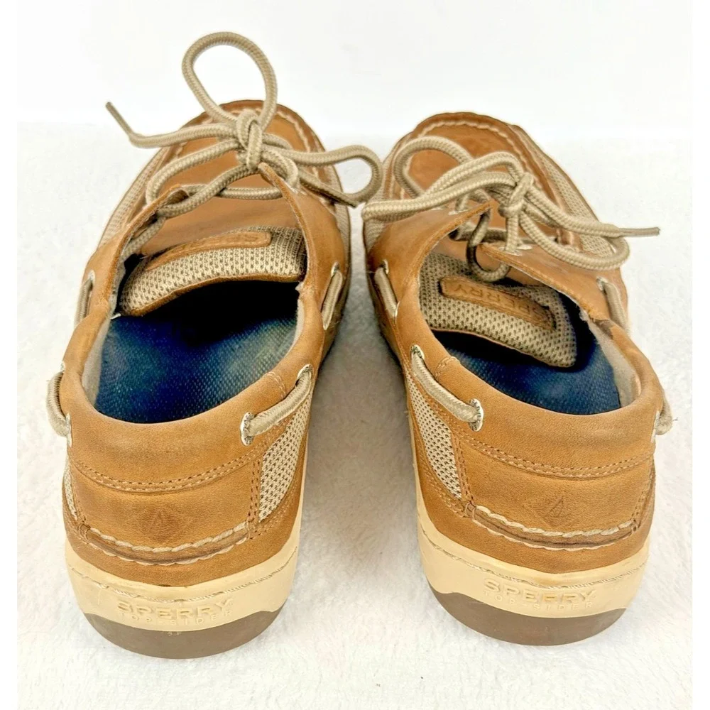 Sperry Top-Sider Tarpon Tan Brown Leather Mesh Boat Shoes Men's Size 10 M 60304